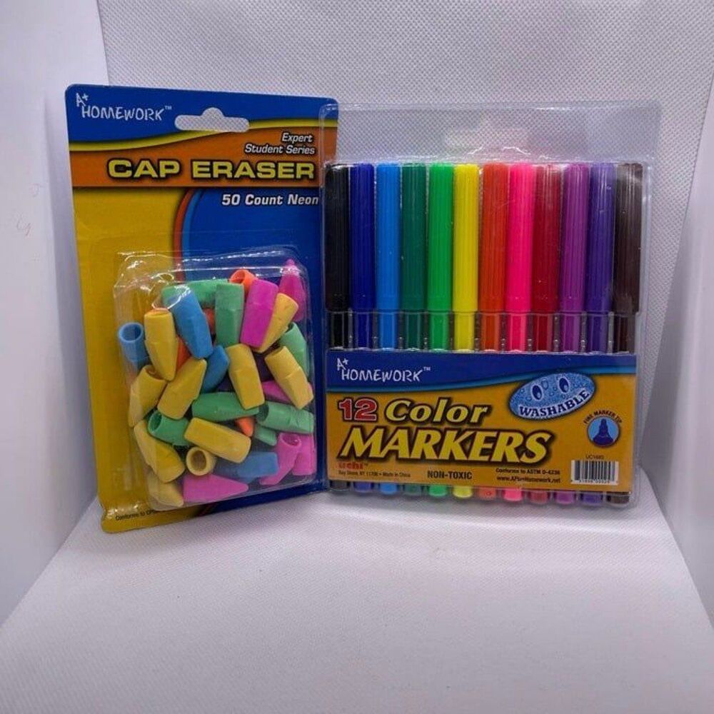 A+ Homework Markers & Eraser Caps 2 PCS. Set